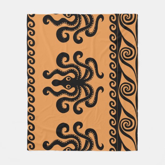 Couverture Polaire Pieuvre grecque ancienne, motif à vagues (Devant)