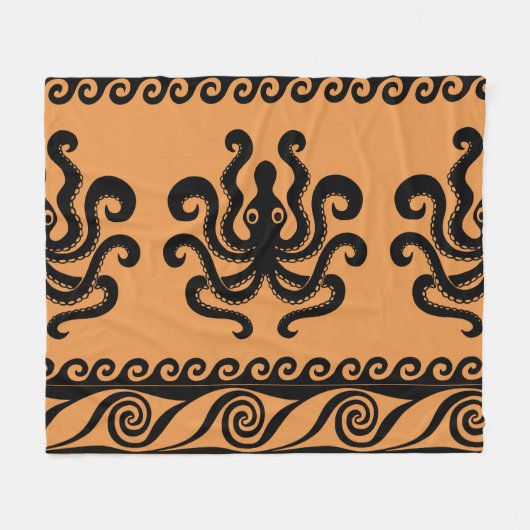 Couverture Polaire Pieuvre grecque ancienne, motif à vagues (Devant (Horizontal))