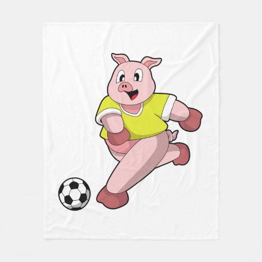 Couverture Polaire Pig as Soccer player with Soccer (Devant)