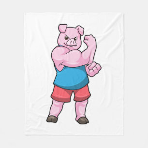 Couverture Polaire Pig comme Bodybuilder avec grand bras Supérieur