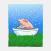 Couverture Polaire Pig prenant bain (Devant)
