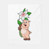 Couverture Polaire Pig with Flower Lily (Devant)