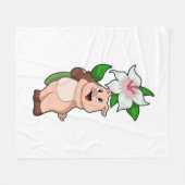 Couverture Polaire Pig with Flower Lily (Devant (Horizontal))
