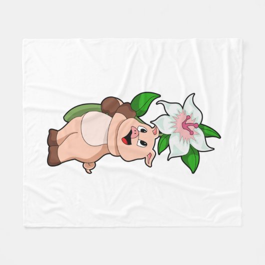 Couverture Polaire Pig with Flower Lily (Devant (Horizontal))