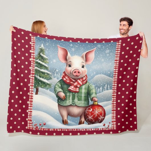 Couverture Polaire Piglet de Noël (En situation)