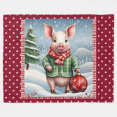 Couverture Polaire Piglet de Noël (Devant (Horizontal))