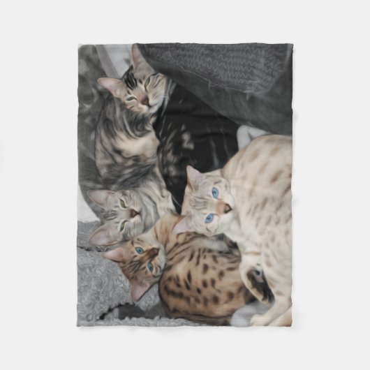 Couverture Polaire Pile de Kitty de chat du Bengale (Devant)