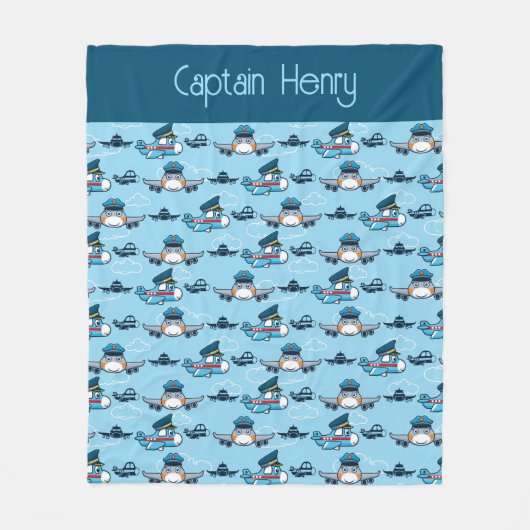 Couverture Polaire Pilote d'avion mignon (Devant)