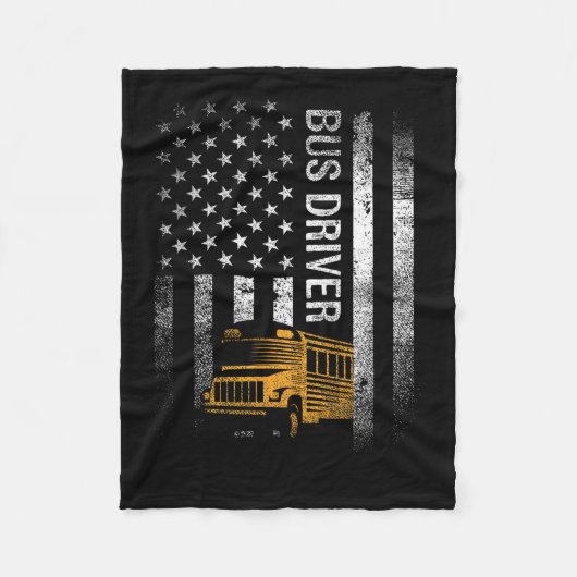 Couverture Polaire Pilote de bus Usa American Flag Funny Bus Driver C (Devant)