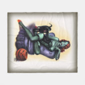 Couverture Polaire Pin de fille de zombi de Halloween (Devant (Horizontal))