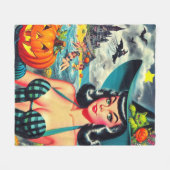 Couverture Polaire Pin-up Halloween vintage (Devant (Horizontal))