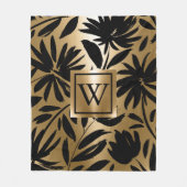 Couverture Polaire Pinceau Floral noir et or (Devant)