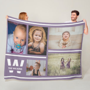 Couverture Polaire Pinces violettes Photos multiples Monogramme perso