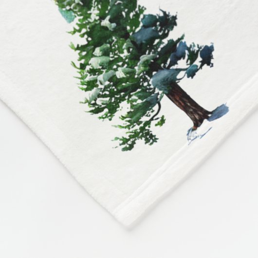 Couverture Polaire Pine Tree avec neige Noël Motif (Coin)