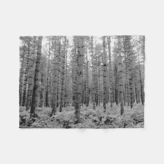 Couverture Polaire Pine Trees Forêt Noire et Blanche Photo (Devant (Horizontal))