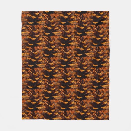Couverture Polaire Pinecone motif chute rustique nature brun noir (Devant)