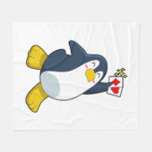 Couverture Polaire Pingouin au Poker avec cartes de Poker (Devant (Horizontal))
