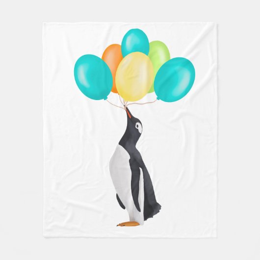Couverture Polaire Pingouin Avec Ballons Colorés (Devant)