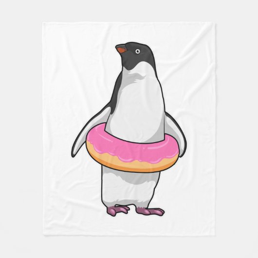 Couverture Polaire Pingouin avec Donut (Devant)