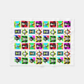 Couverture Polaire Pingouin Cartoon Oiseaux Collage d'art Abstrait (Devant (Horizontal))