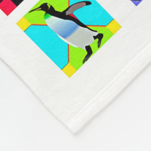 Couverture Polaire Pingouin Cartoon Oiseaux Collage d'art Abstrait (Coin)