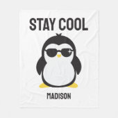 Couverture Polaire Pingouin cool de nom personnalisé (Devant)