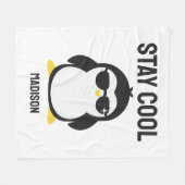 Couverture Polaire Pingouin cool de nom personnalisé (Devant (Horizontal))