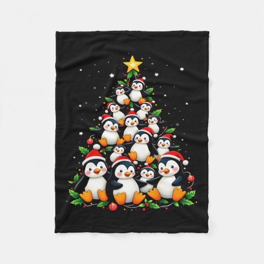Couverture Polaire Pingouin de Noël mignonne animal de vacances (Devant)