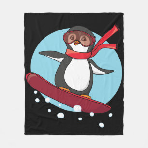 Couverture Polaire Pingouin de snowboard