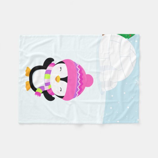 Couverture Polaire Pingouin mignon (Devant (Horizontal))