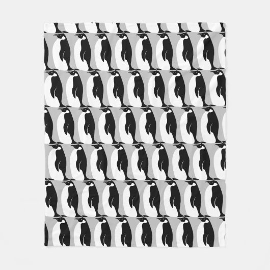 Couverture Polaire Pingouin Motif gris noir blanc (Devant)