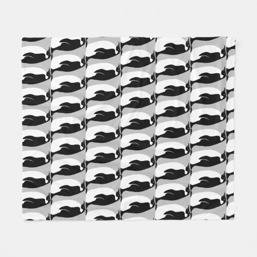 Couverture Polaire Pingouin Motif gris noir blanc (Devant (Horizontal))