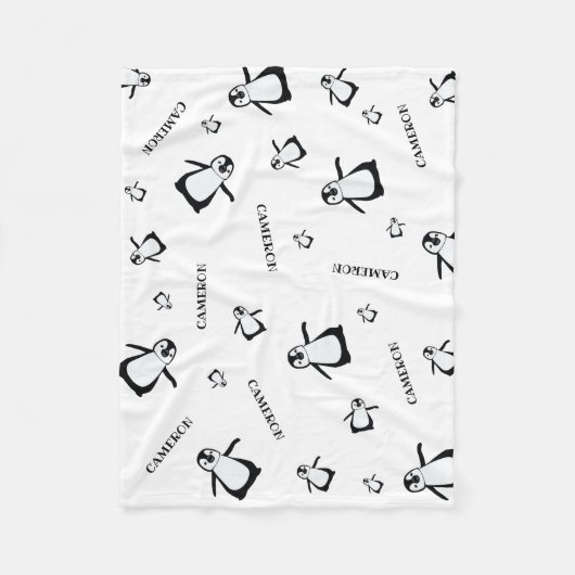 Couverture Polaire Pingouin noir et blanc personnalisé (Devant)