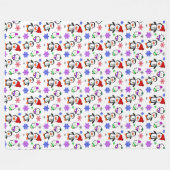 Couverture Polaire Pingouins et flocons de neige Noël (Devant (Horizontal))