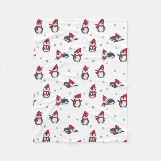 Couverture Polaire Pingouins mignons Animaux d'hiver (Devant)