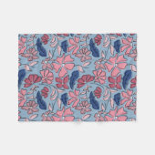 Couverture Polaire Pink and Blue Hand Drake Floral Block Print