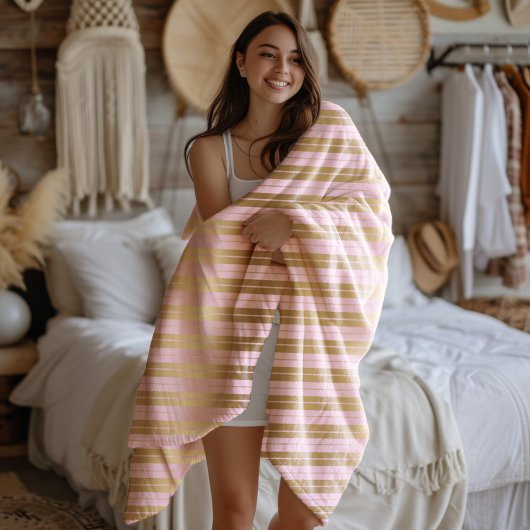 Couverture Polaire Pink and gold stripes pattern