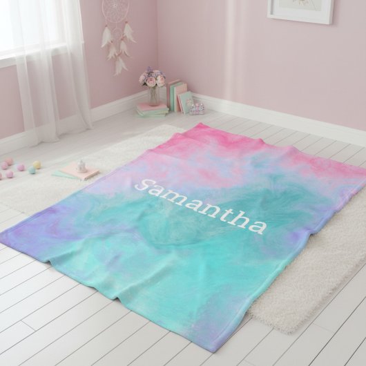 Couverture Polaire Pink and Teal Watercolor Custom Fleece Blanket