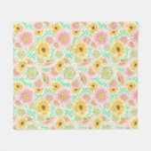 Couverture Polaire Pink and Yellow Floral Pattern (Devant (Horizontal))