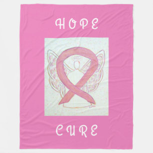 Couverture Polaire Pink Awareness Ribbon Angel Cancer Chemo Blanche