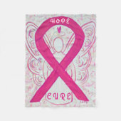 Couverture Polaire Pink Awareness Ribbon Angel Cancer du sein Blanche (Devant)