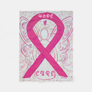 Couverture Polaire Pink Awareness Ribbon Angel Cancer du sein Blanche