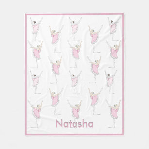 Couverture Polaire Pink Ballerina Nom personnalisé Dance Girl