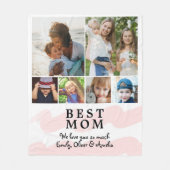 Couverture Polaire Pink Best Mom Aquarelle 6 Photo Collage (Devant)