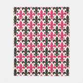 Couverture Polaire Pink Black Baroque Fleur-de-lis Pattern Design  (Devant)