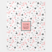 Couverture Polaire Pink Black Hearts Sweet I Love You Wedding Gift   (Devant)