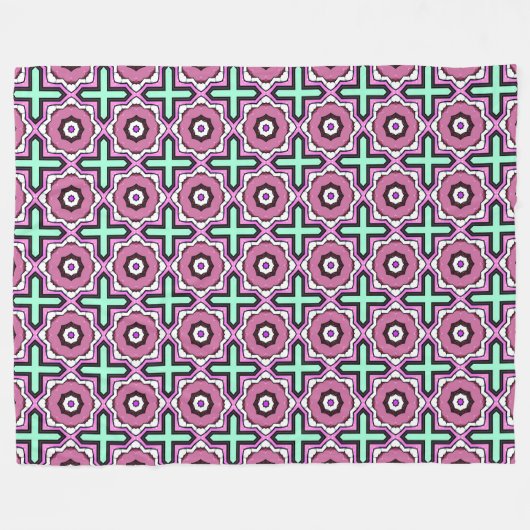 Couverture Polaire Pink, blue and black geometric pattern  (Devant (Horizontal))
