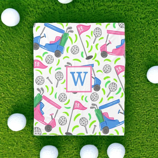 Couverture Polaire Pink Blue Green Golf Preppy Initial