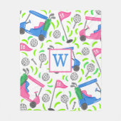 Couverture Polaire Pink Blue Green Golf Preppy Initial (Devant)