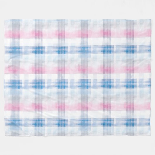 Couverture Polaire Pink Blue White Plaid Stripes (Devant (Horizontal))